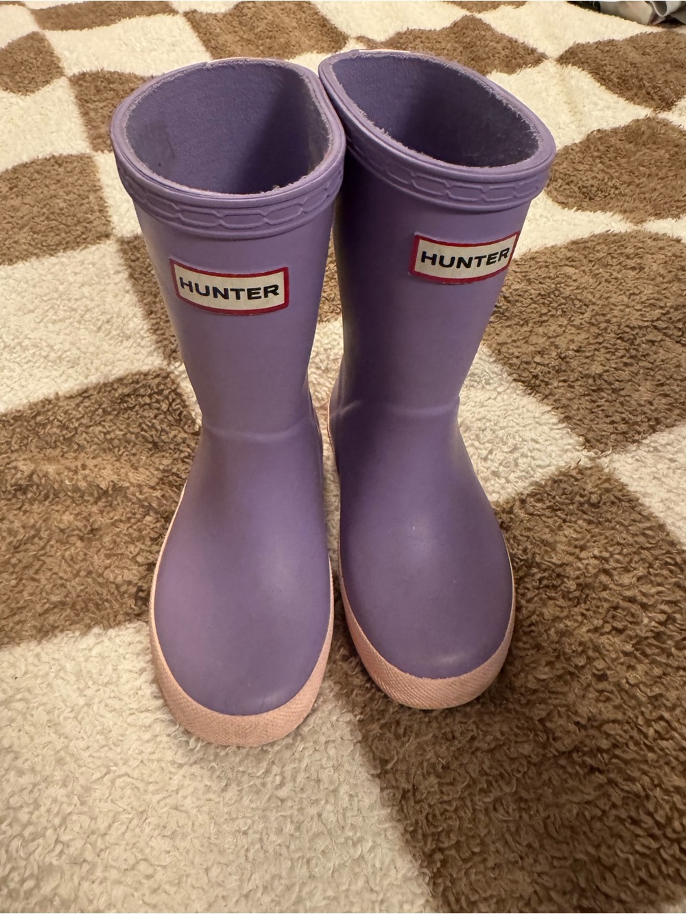 Hunter Kids Lavender Rain Boots with Pink Soles